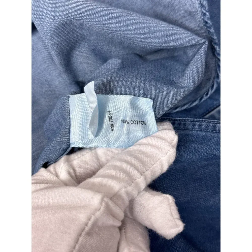 New Orvis Denim Shirt Small Mens Classic Fit Blue Work Shirt Long Sleeve